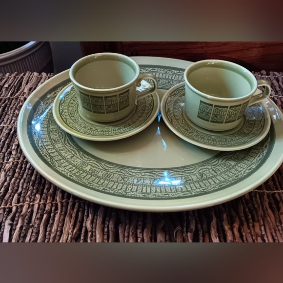 Taylor Smith Taylor Oasis Green Shades of Grandeur Cups Saucers Serving Platter - Picture 2 of 4